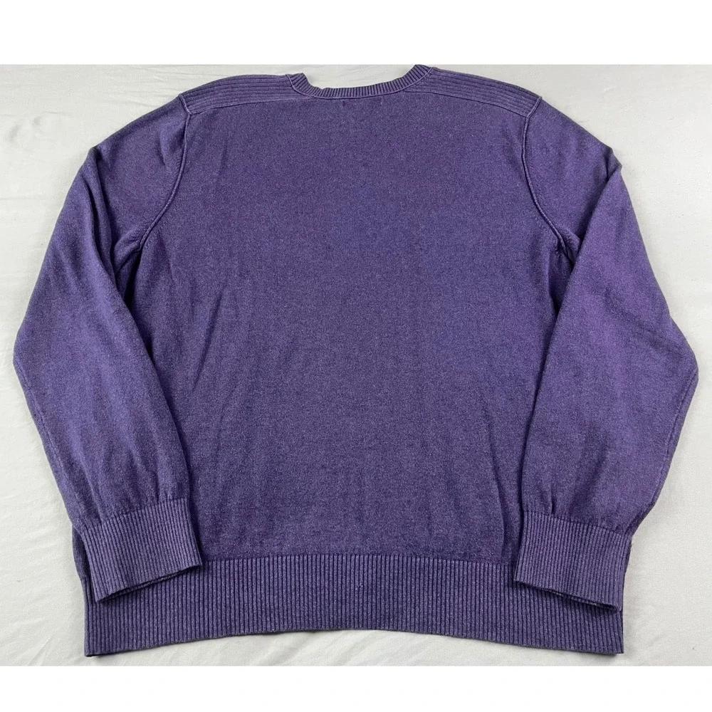 Banana Republic Mens XL Extra Large‎ Purple Cotton Cashmere V-Neck Sweater